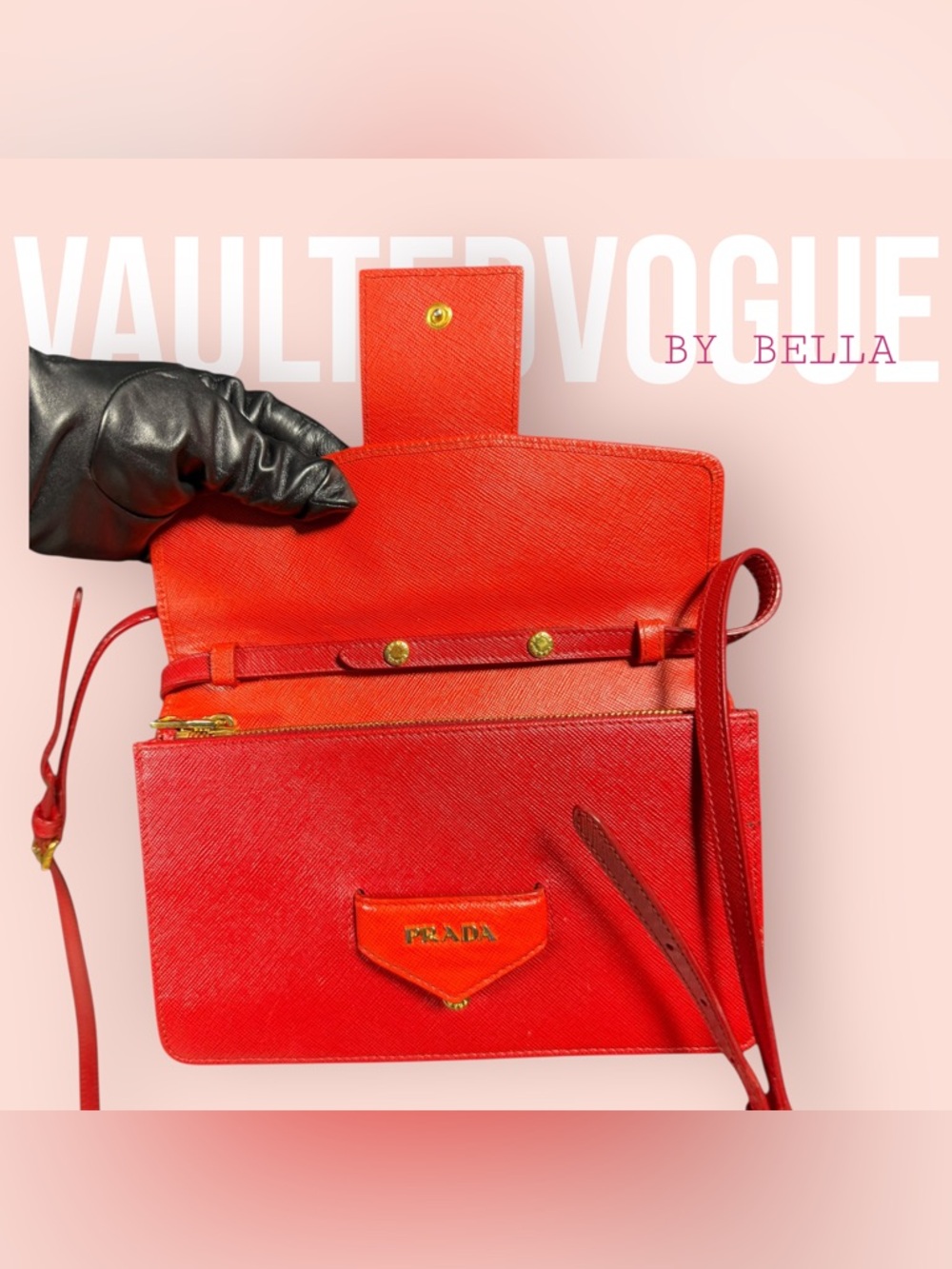 ❤️ PRADA Two-Tone Saffiano Leather Crossbody Bag ❤️ - Picture 6 of 16